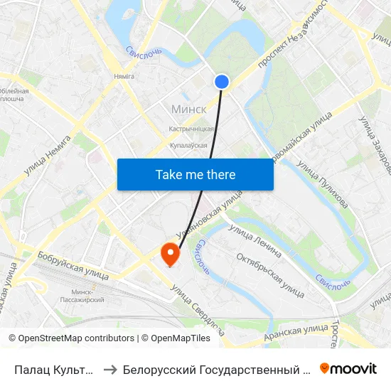 Палац Культуры Ветэранаў to Белорусский Государственный Технологический Университет map