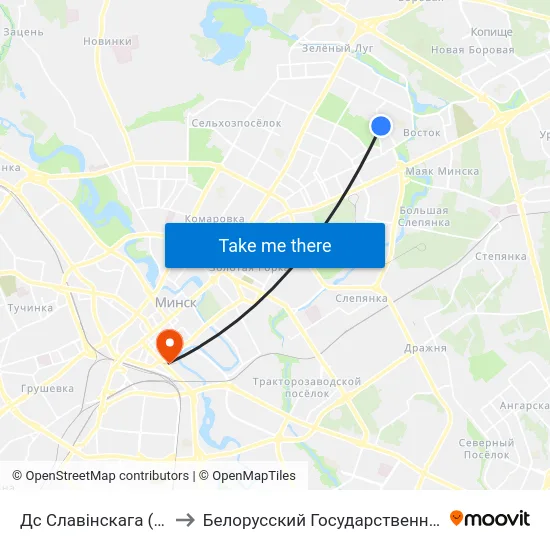 Дс Славінскага (Высадка Пасажыраў) to Белорусский Государственный Технологический Университет map