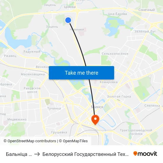 Бальніца (Навінкі) to Белорусский Государственный Технологический Университет map