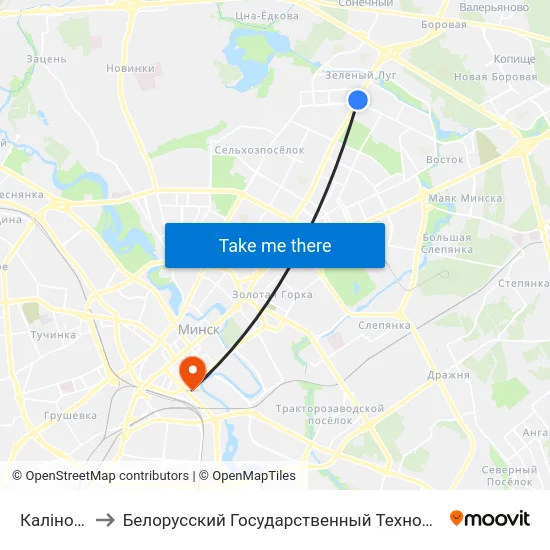 Каліноўскага to Белорусский Государственный Технологический Университет map
