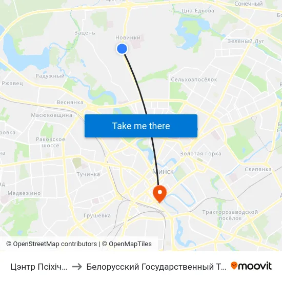 Цэнтр Псіхічнага Здароўя to Белорусский Государственный Технологический Университет map