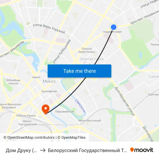 Дом Друку (Дом Печати) to Белорусский Государственный Технологический Университет map