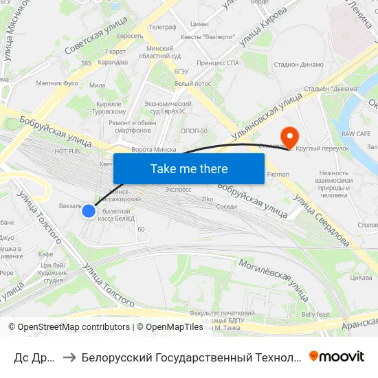 Дс Дружная to Белорусский Государственный Технологический Университет map