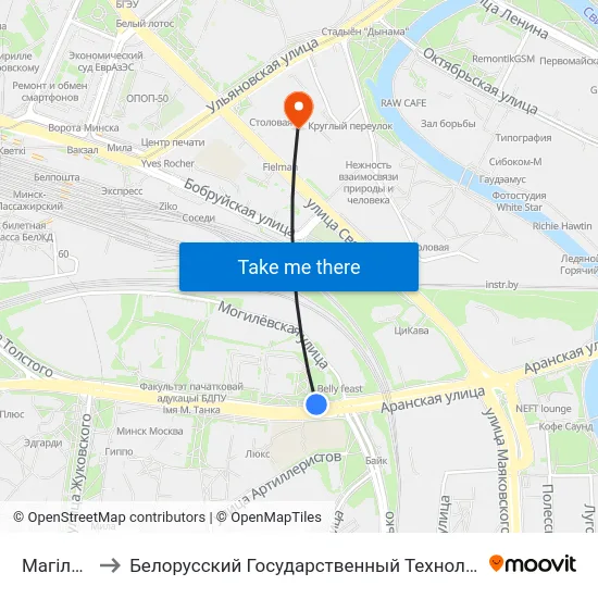 Магілёўская to Белорусский Государственный Технологический Университет map