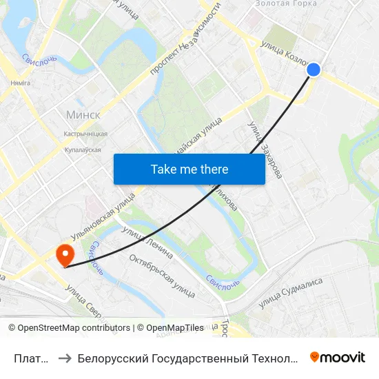 Платонава to Белорусский Государственный Технологический Университет map