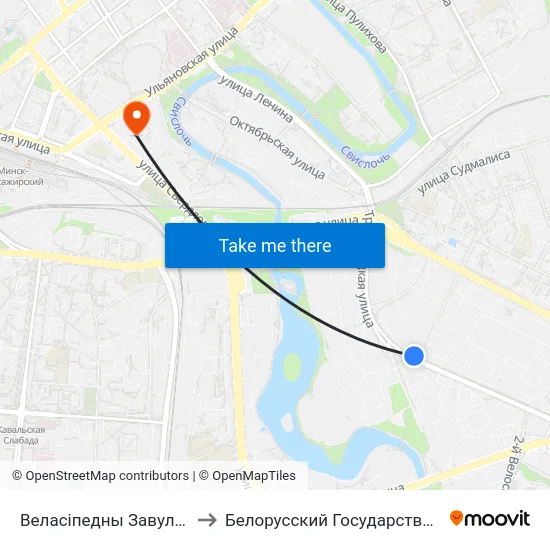 Веласіпедны Завулак (Велосипедный Переулок) to Белорусский Государственный Технологический Университет map