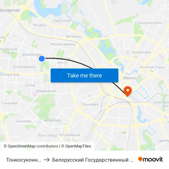 Тонкосуконный Комбинат to Белорусский Государственный Технологический Университет map