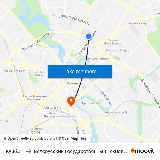 Куйбышева to Белорусский Государственный Технологический Университет map