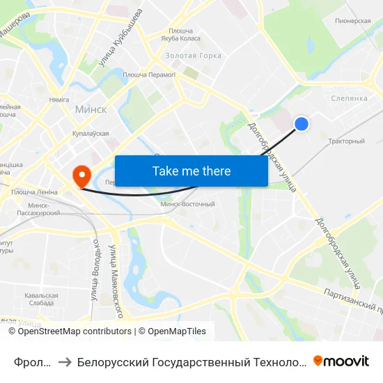 Фролікава to Белорусский Государственный Технологический Университет map