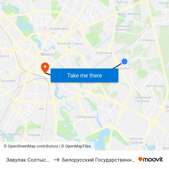 Завулак Солтыса (Переулок Солтыса) to Белорусский Государственный Технологический Университет map