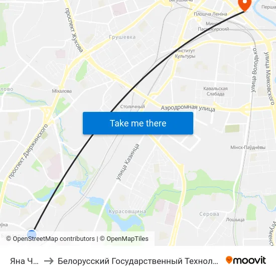 Яна Чачота to Белорусский Государственный Технологический Университет map