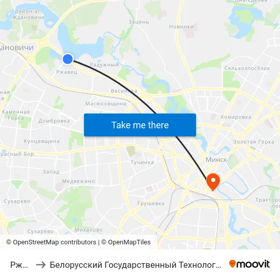 Ржавец to Белорусский Государственный Технологический Университет map