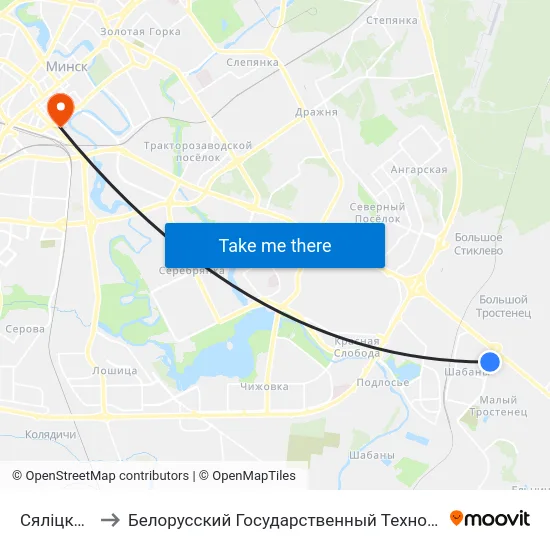 Сяліцкага, 105 to Белорусский Государственный Технологический Университет map
