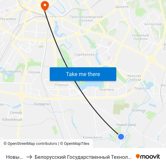 Новы Двор to Белорусский Государственный Технологический Университет map