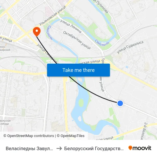 Веласіпедны Завулак (Велосипедный Переулок) to Белорусский Государственный Технологический Университет map