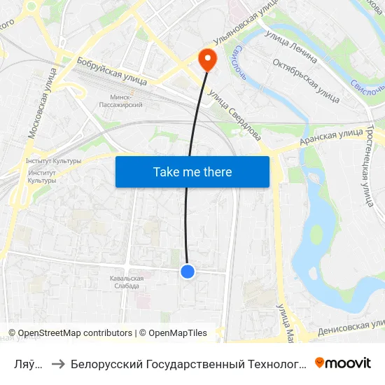 Ляўкова to Белорусский Государственный Технологический Университет map