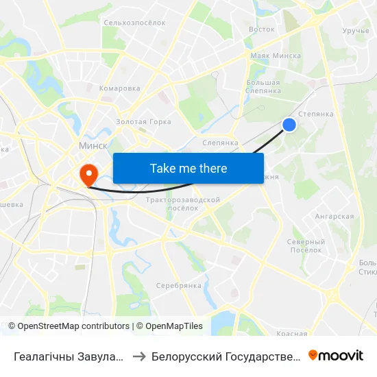 Геалагічны Завулак (Геологический Переулок) to Белорусский Государственный Технологический Университет map