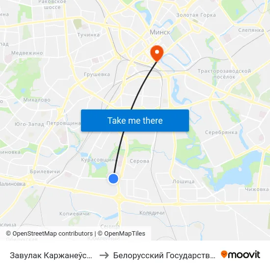 Завулак Каржанеўскага (Переулок Корженевского) to Белорусский Государственный Технологический Университет map