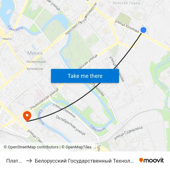Платонава to Белорусский Государственный Технологический Университет map