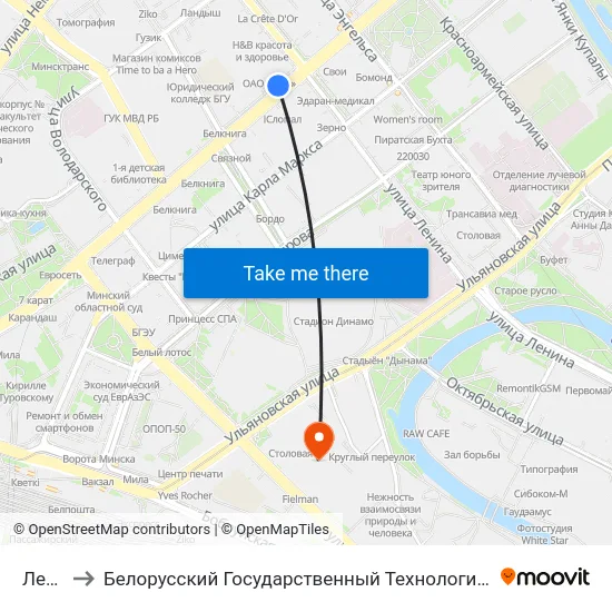 Леніна to Белорусский Государственный Технологический Университет map