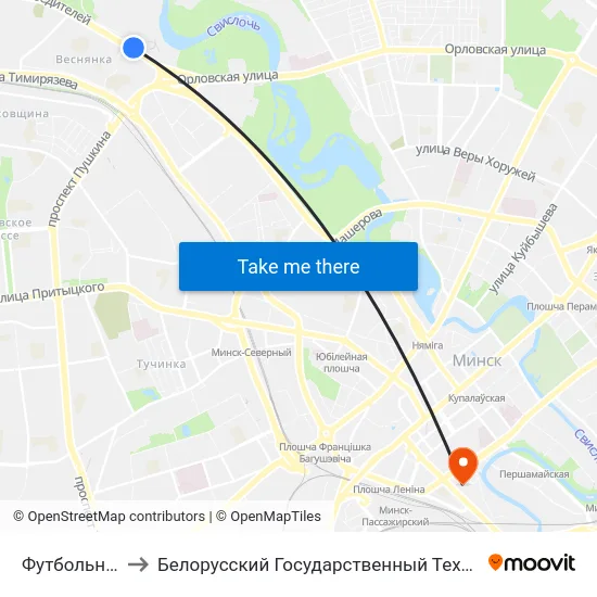 Футбольны Манеж to Белорусский Государственный Технологический Университет map