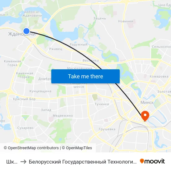 Школа to Белорусский Государственный Технологический Университет map