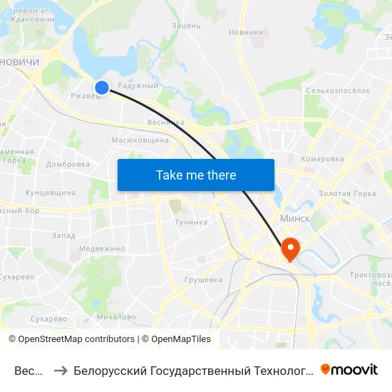 Веснінка to Белорусский Государственный Технологический Университет map