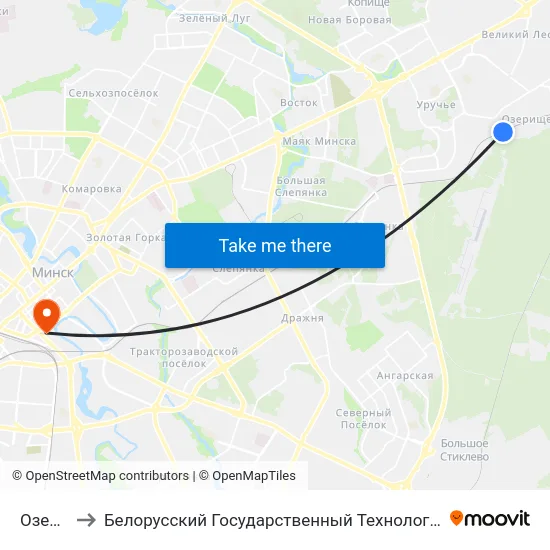 Озерище to Белорусский Государственный Технологический Университет map