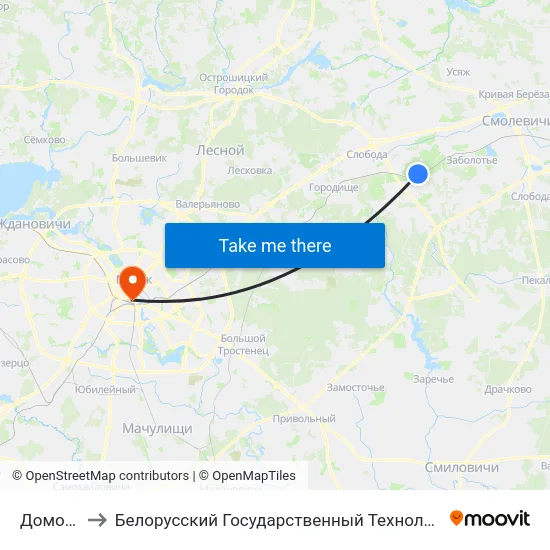 Домошаны to Белорусский Государственный Технологический Университет map