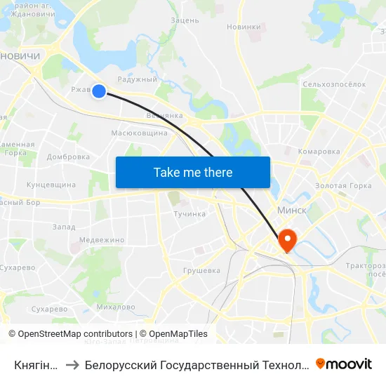 Княгінінская to Белорусский Государственный Технологический Университет map