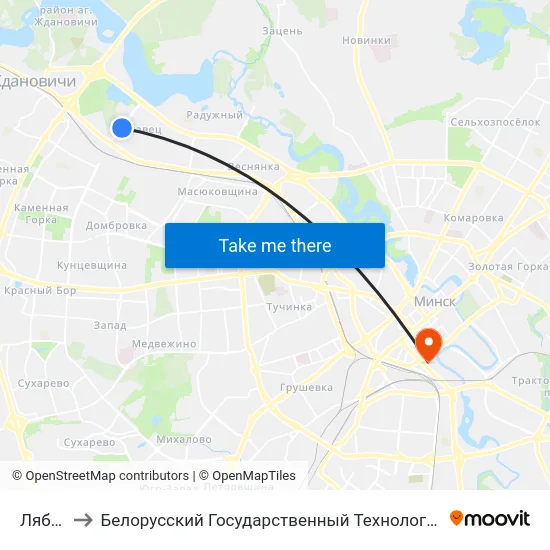 Лябяжы to Белорусский Государственный Технологический Университет map