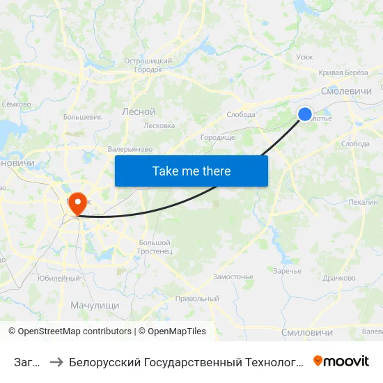 Загорье to Белорусский Государственный Технологический Университет map