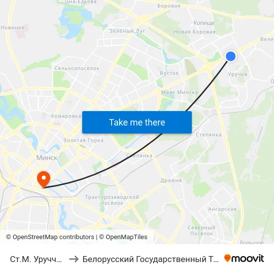 Ст.М. Уручча (Прыгарад) to Белорусский Государственный Технологический Университет map