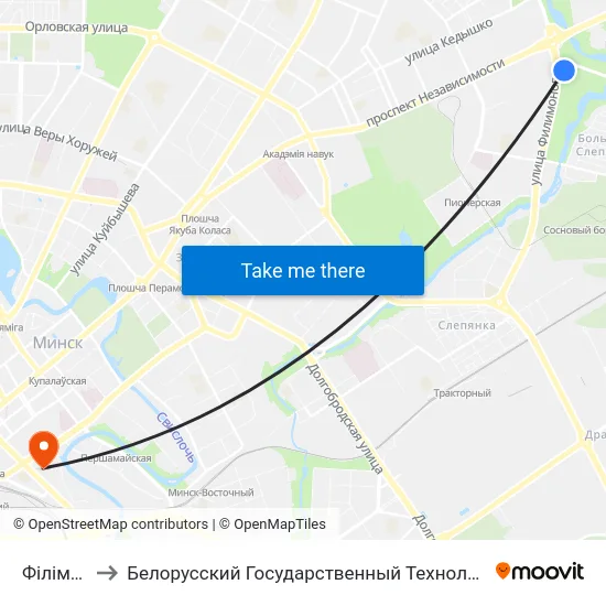 Філімонава to Белорусский Государственный Технологический Университет map