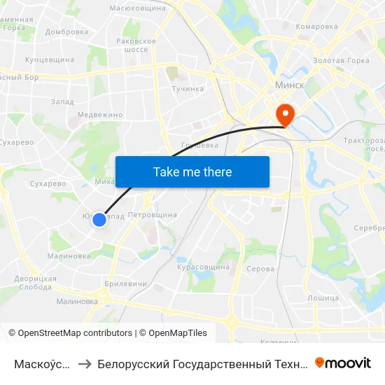 Маскоўскі Рынак to Белорусский Государственный Технологический Университет map