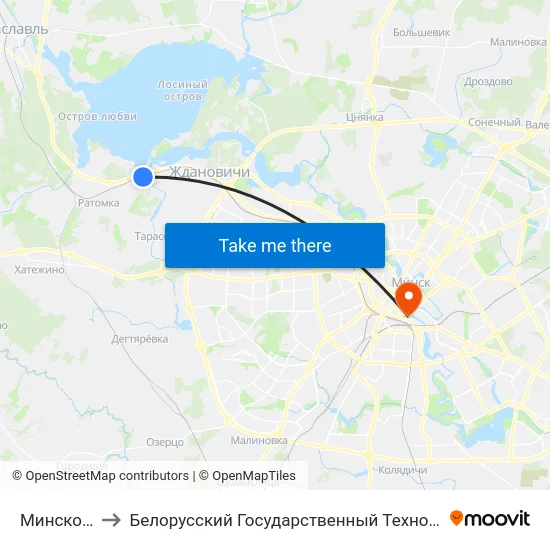 Минское Море to Белорусский Государственный Технологический Университет map