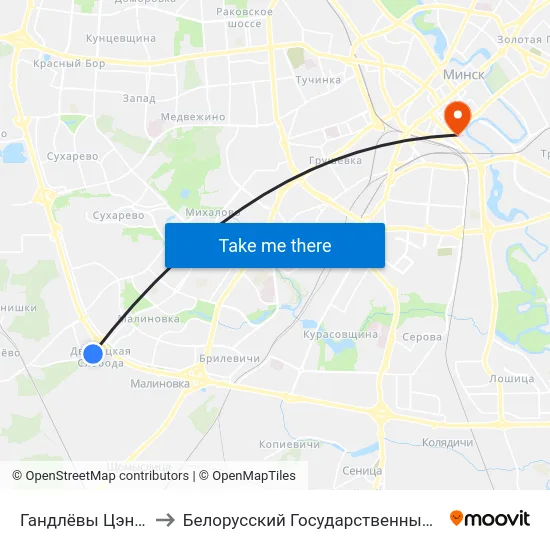 Гандлёвы Цэнтр Дзіамант Сіці to Белорусский Государственный Технологический Университет map