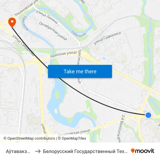Аўтавакзал Усходні to Белорусский Государственный Технологический Университет map