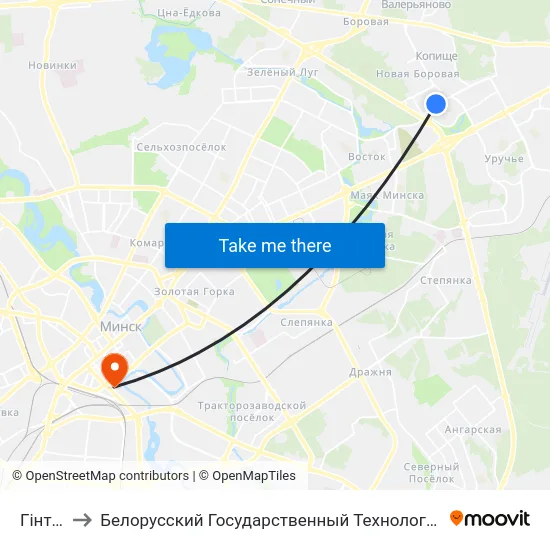 Гінтаўта to Белорусский Государственный Технологический Университет map