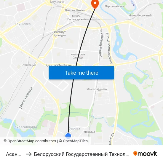 Асаналіева to Белорусский Государственный Технологический Университет map