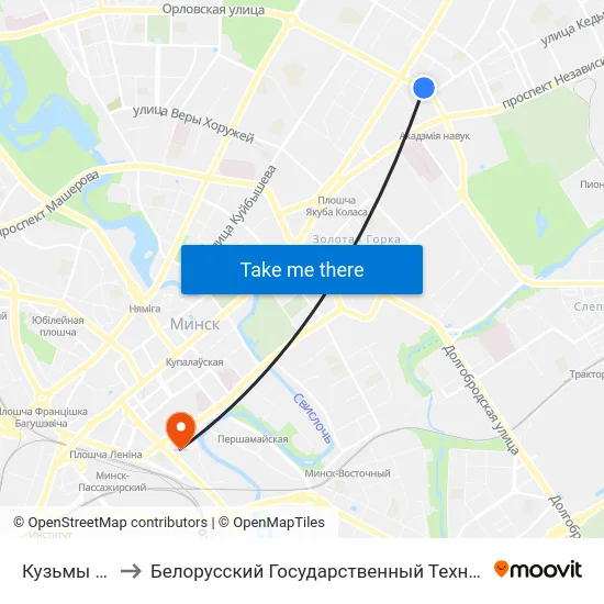Кузьмы Чорного to Белорусский Государственный Технологический Университет map