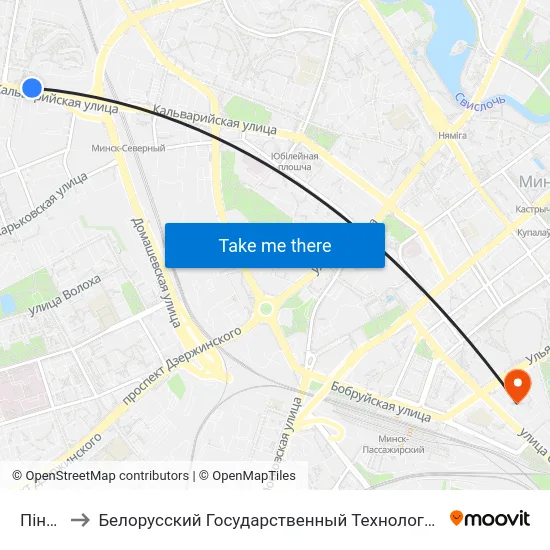 Пінская to Белорусский Государственный Технологический Университет map