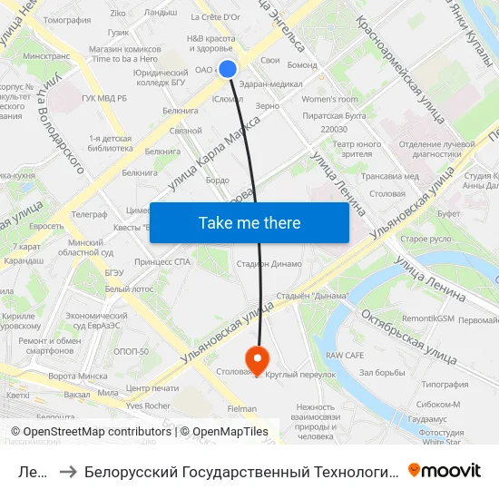 Леніна to Белорусский Государственный Технологический Университет map