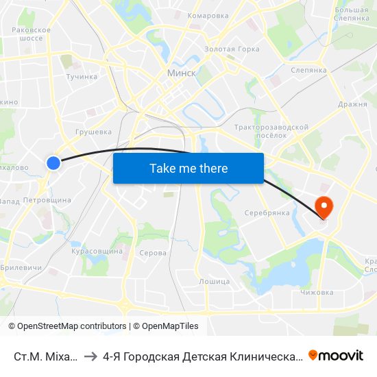 Ст.М. Міхалова to 4-Я Городская Детская Клиническая Больница map