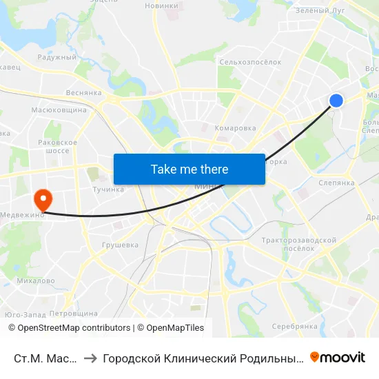 Ст.М. Маскоўская to Городской Клинический Родильный Дом №2 Г. Минска map