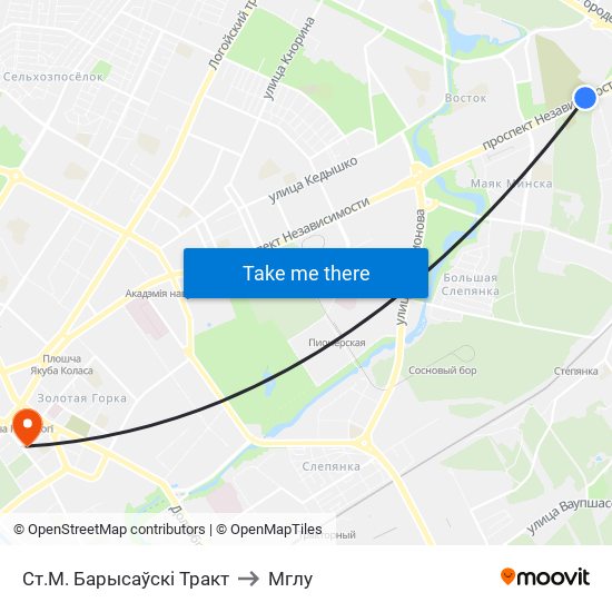 Ст.М. Барысаўскі Тракт to Мглу map