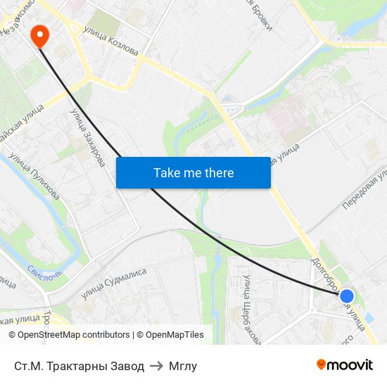 Ст.М. Трактарны Завод to Мглу map