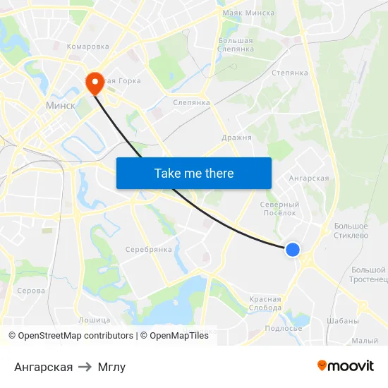 Ангарская to Мглу map