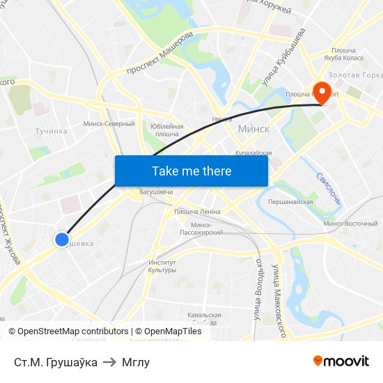Ст.М. Грушаўка to Мглу map