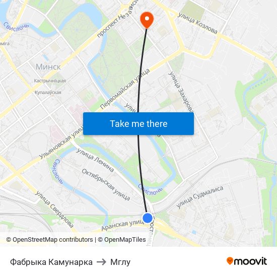 Фабрыка Камунарка to Мглу map